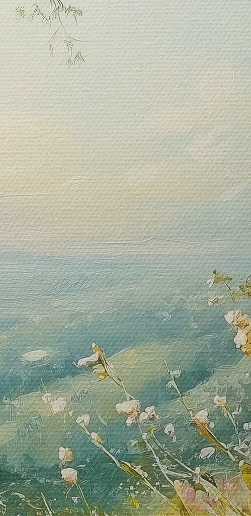 Painting of flowers and trees