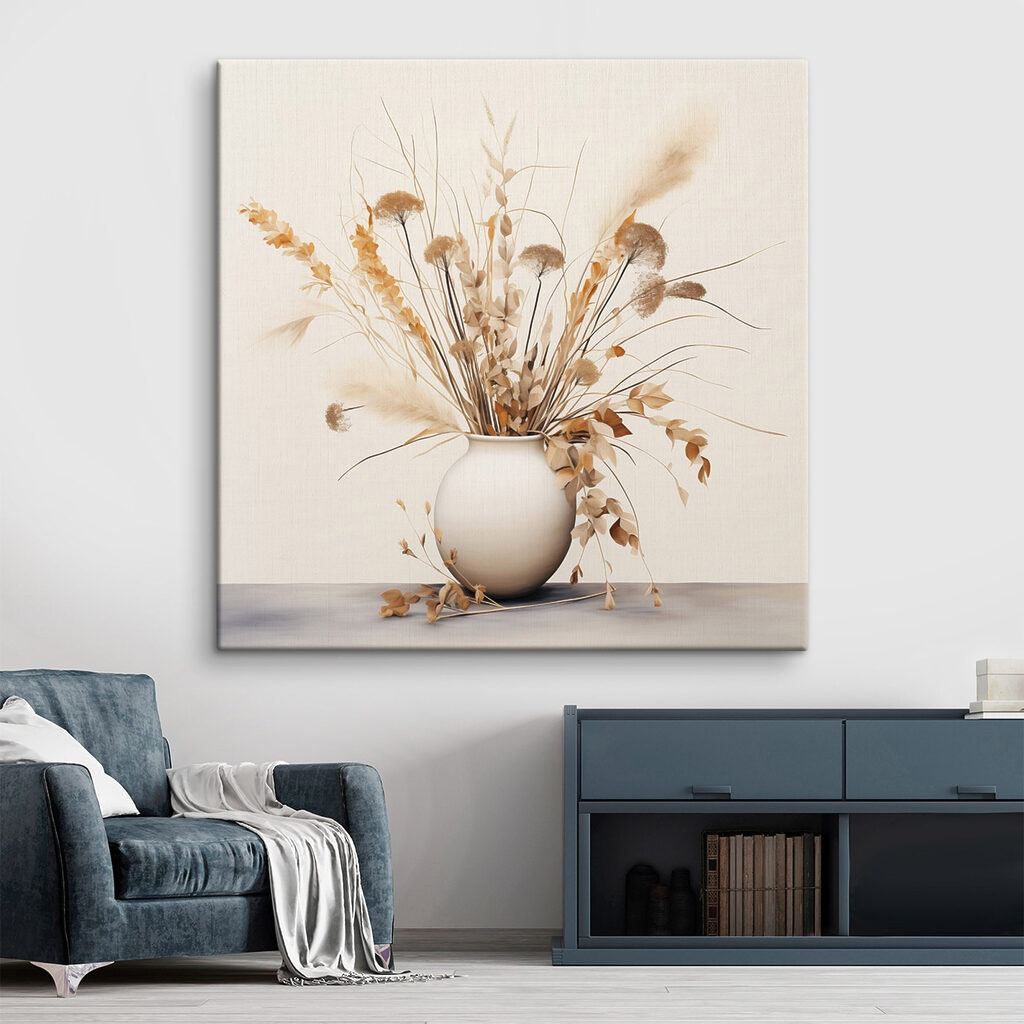 Vase with dried flowers