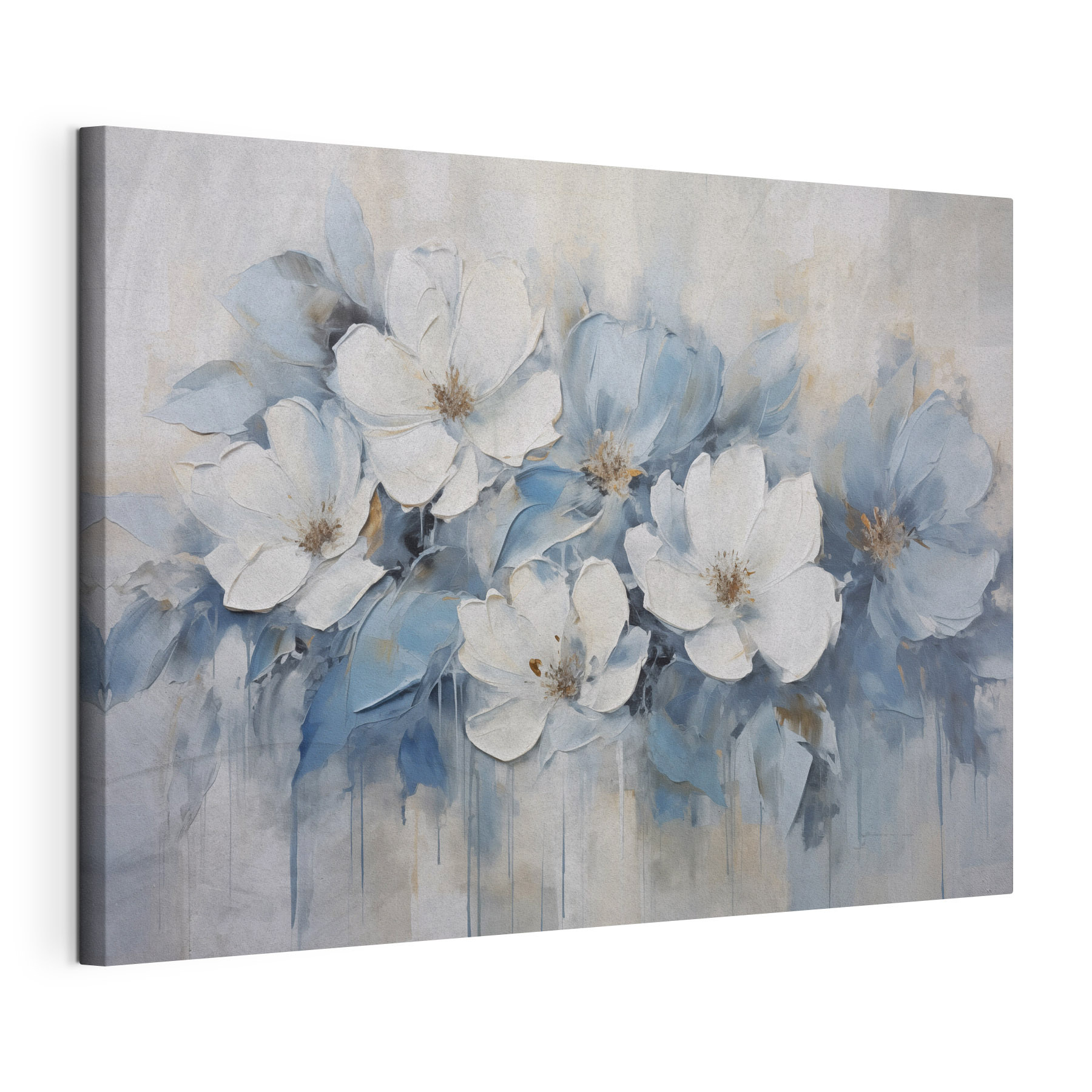 Painting of white and blue flowers