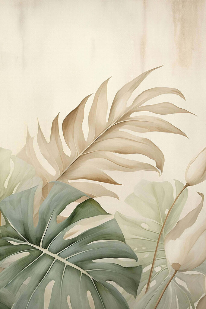 Lush foliage in soft pastel hues