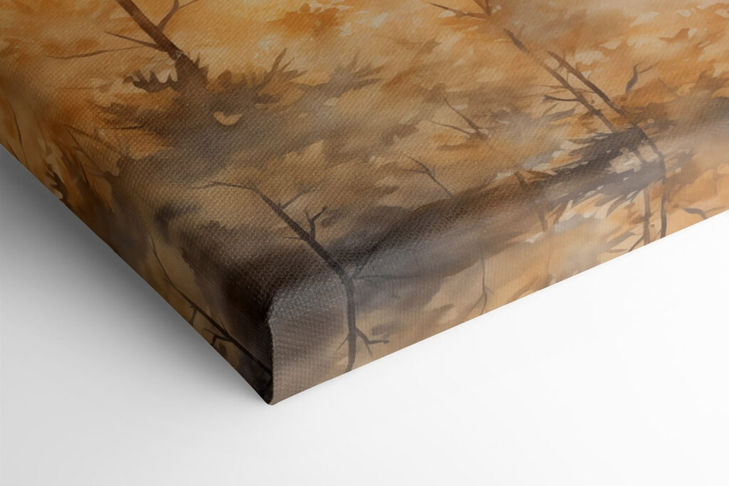 Painting of trees and mountains