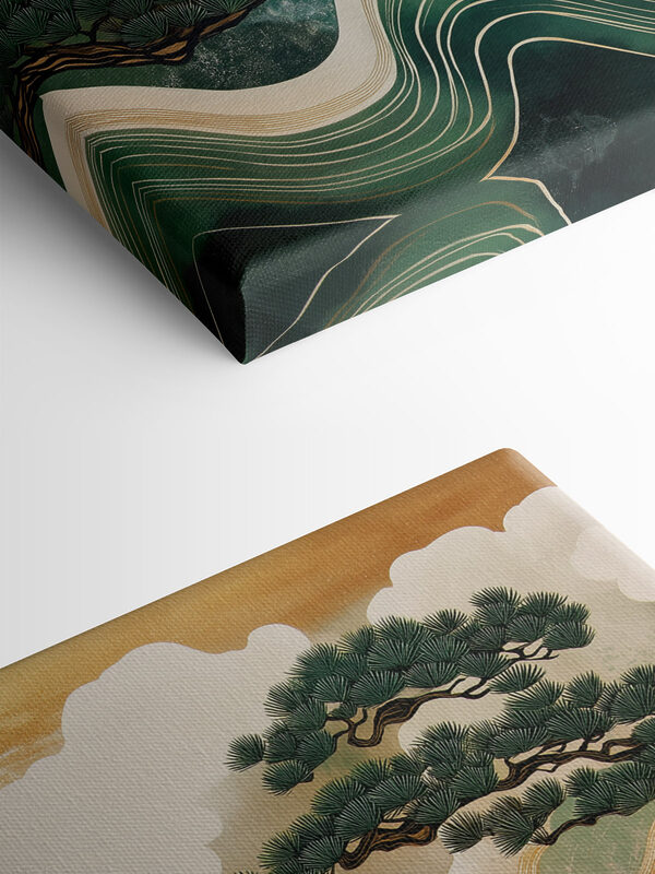 Painting of trees and waves