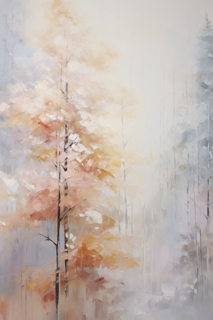 Painting of trees in a forest