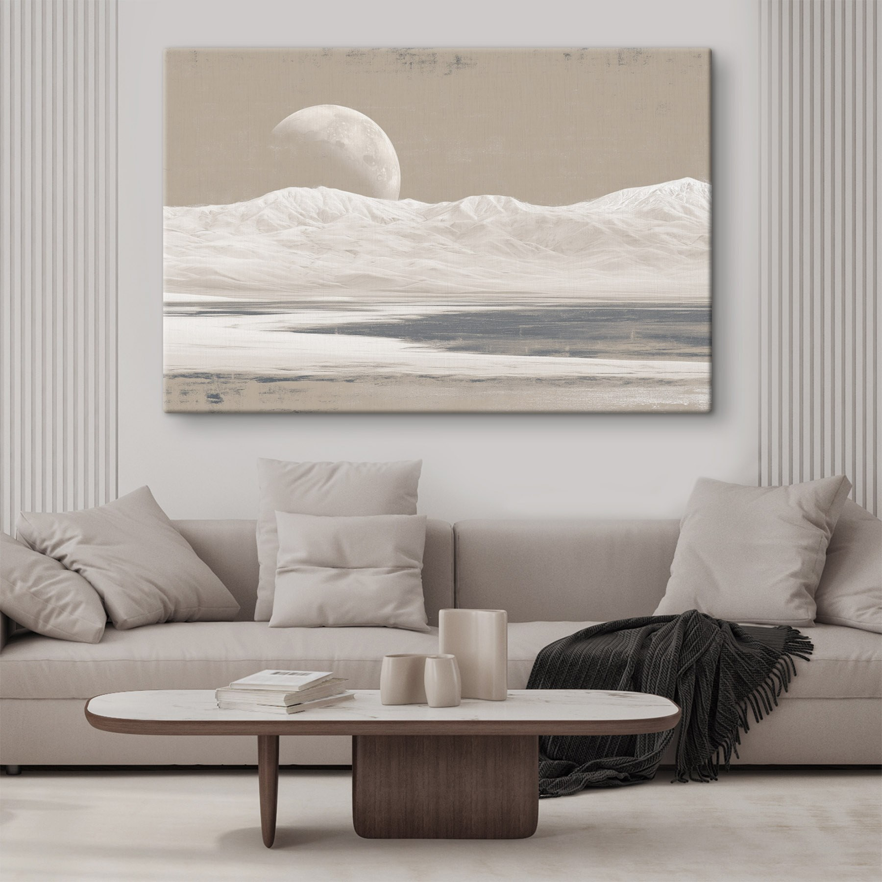 Moon over a snowy mountain