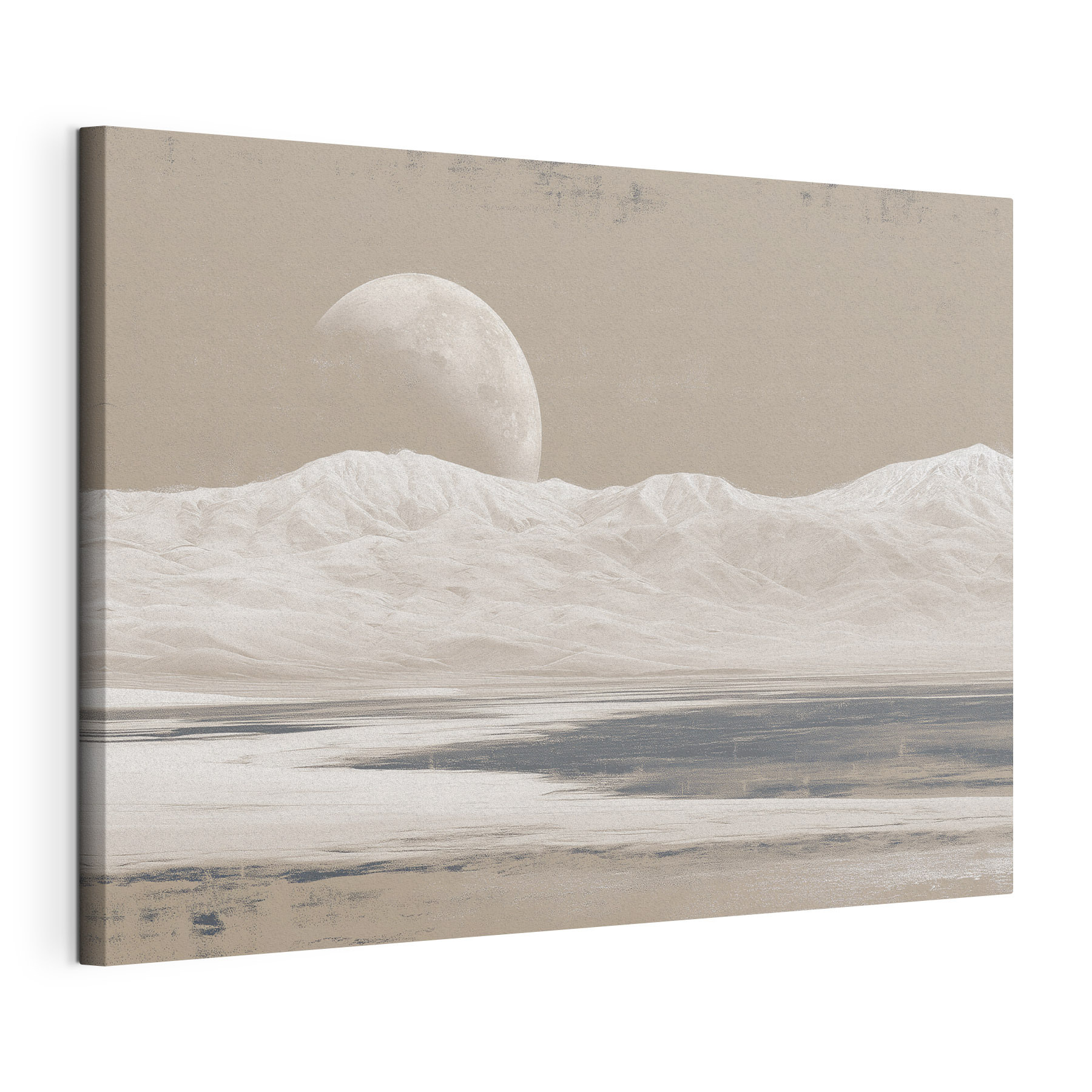 Moon over a snowy mountain