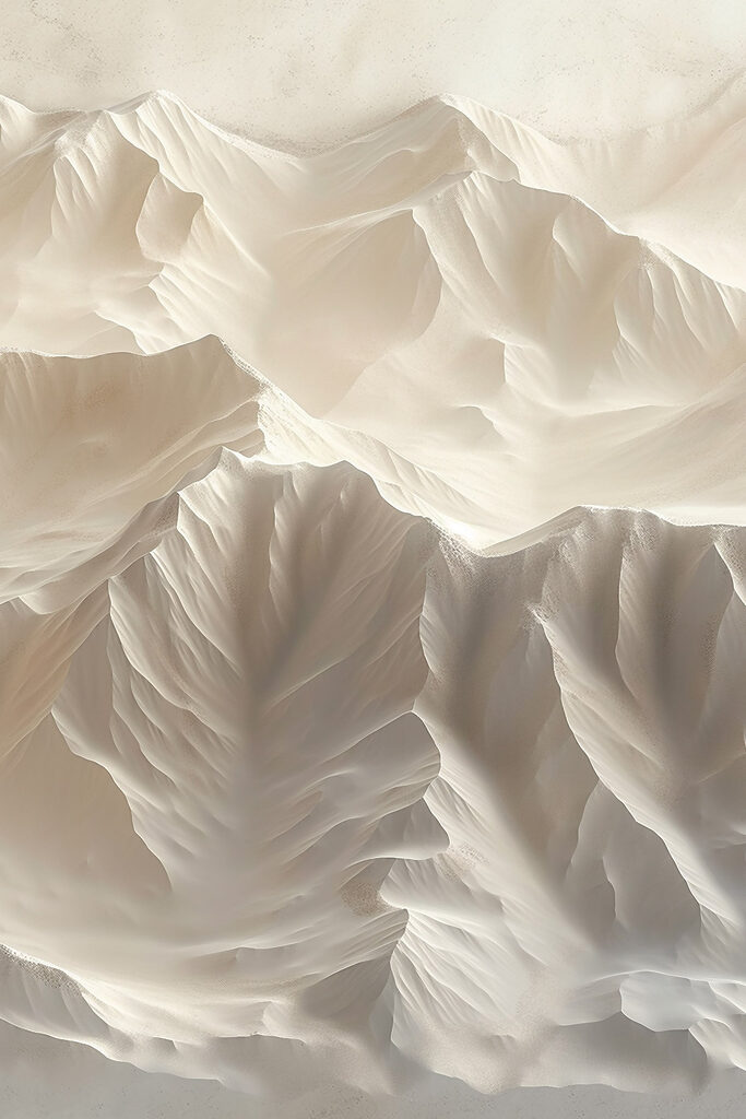 White mountain range with many layers of snow White mountain range with many layers of snow