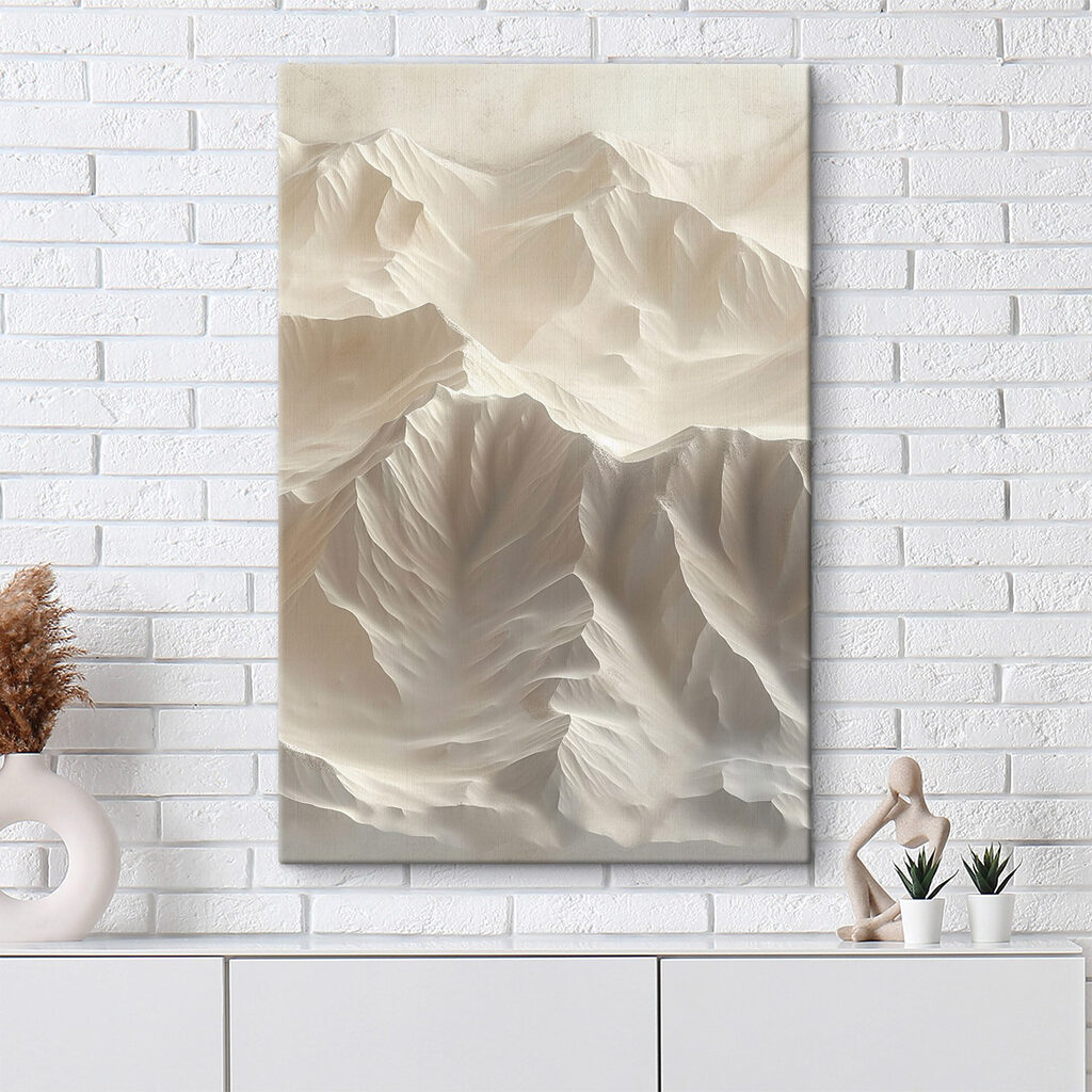 White mountain range with many layers of snow White mountain range with many layers of snow