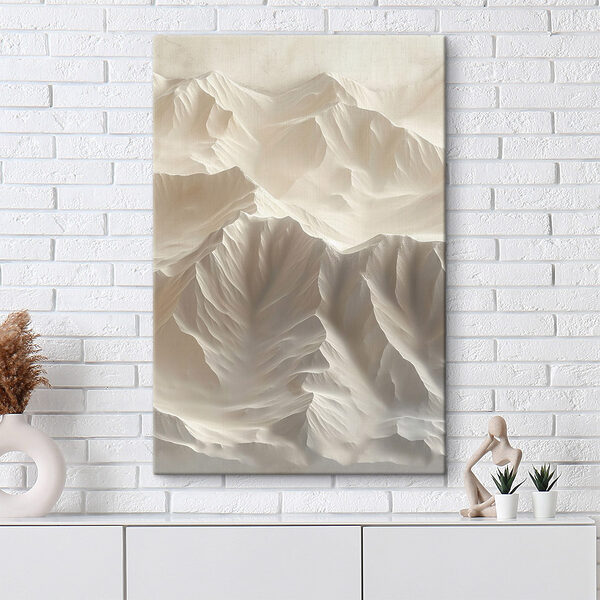 White mountain range with many layers of snow White mountain range with many layers of snow