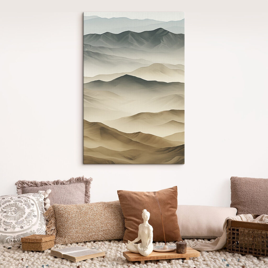 Landscape of mountains and fog