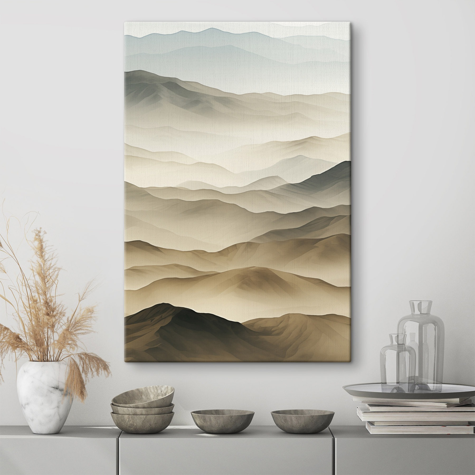 Landscape of mountains with fog