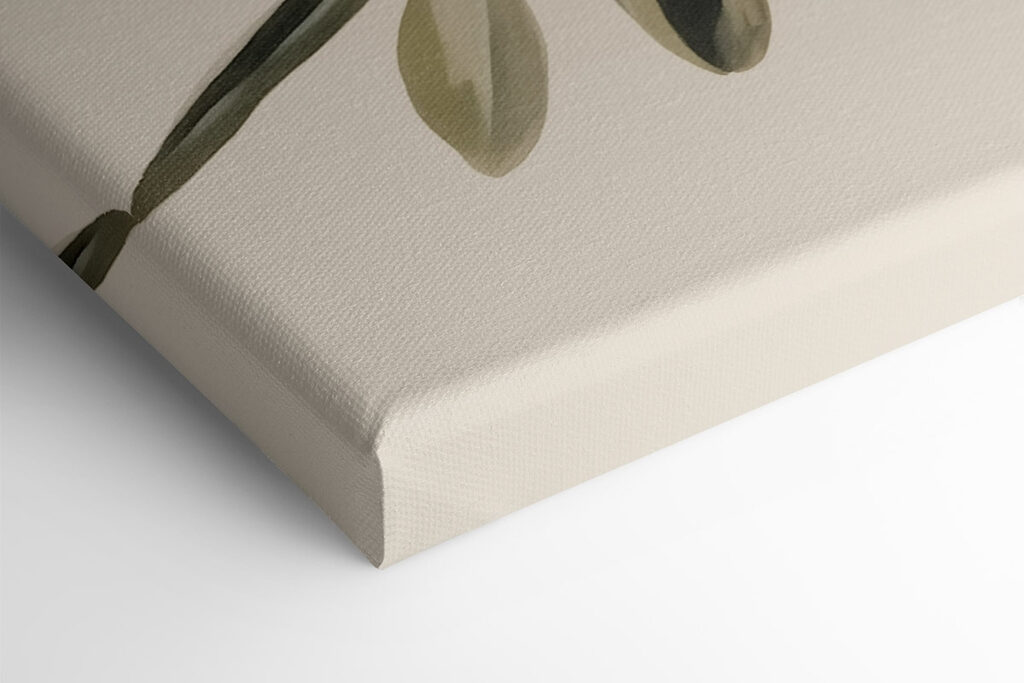 Painting of green olives on a branch