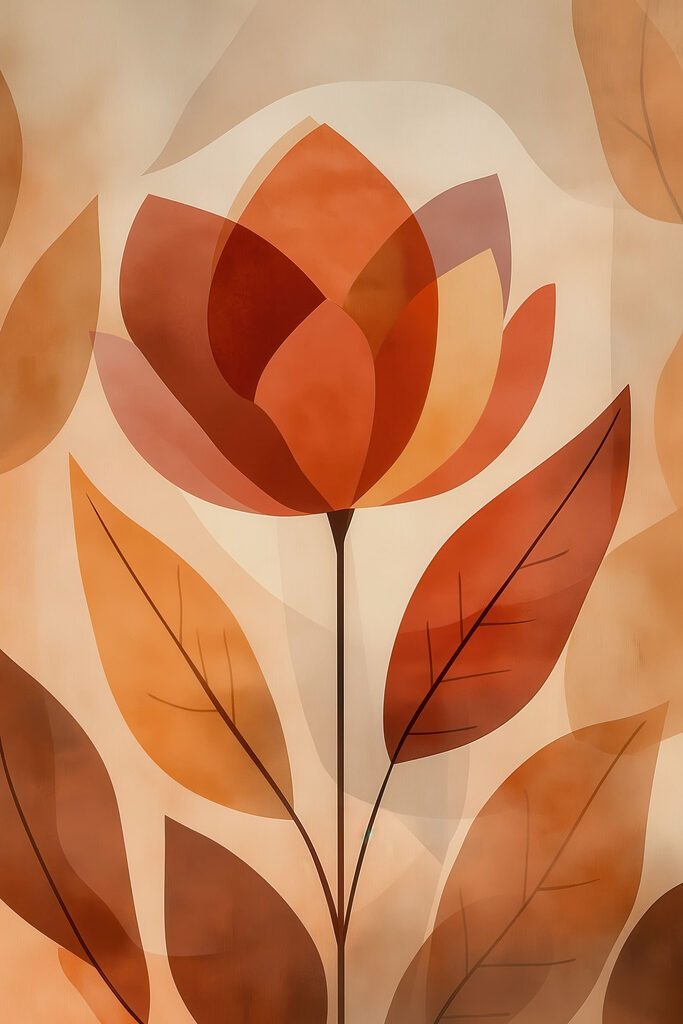 Flower with leaves on it