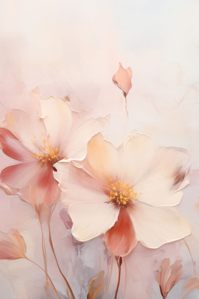 Painting of flowers on a white surface