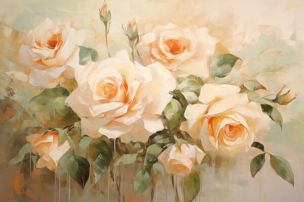 Painting of flowers on a white surface Painting of flowers on a white surface