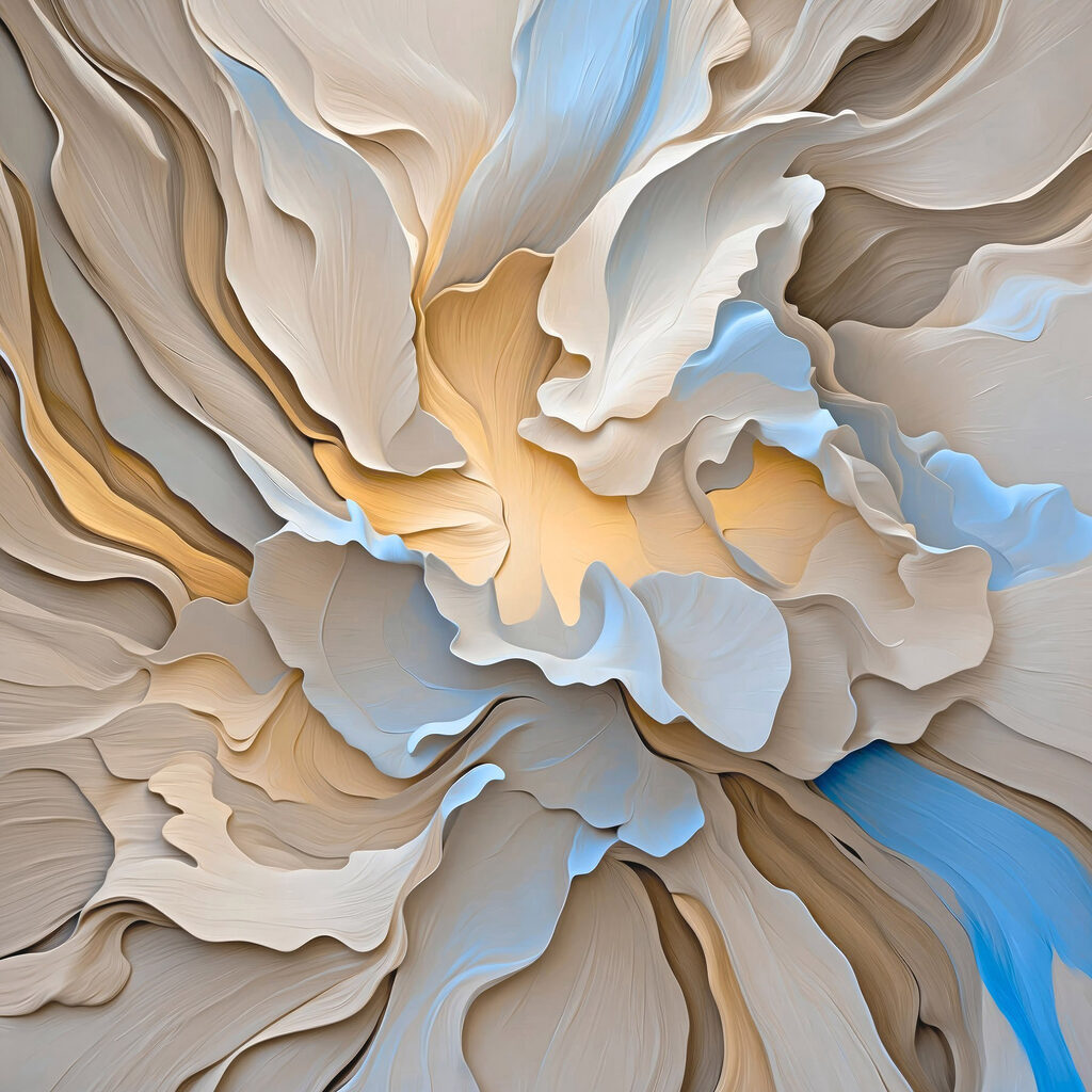 Soft waves of cream and blue hues