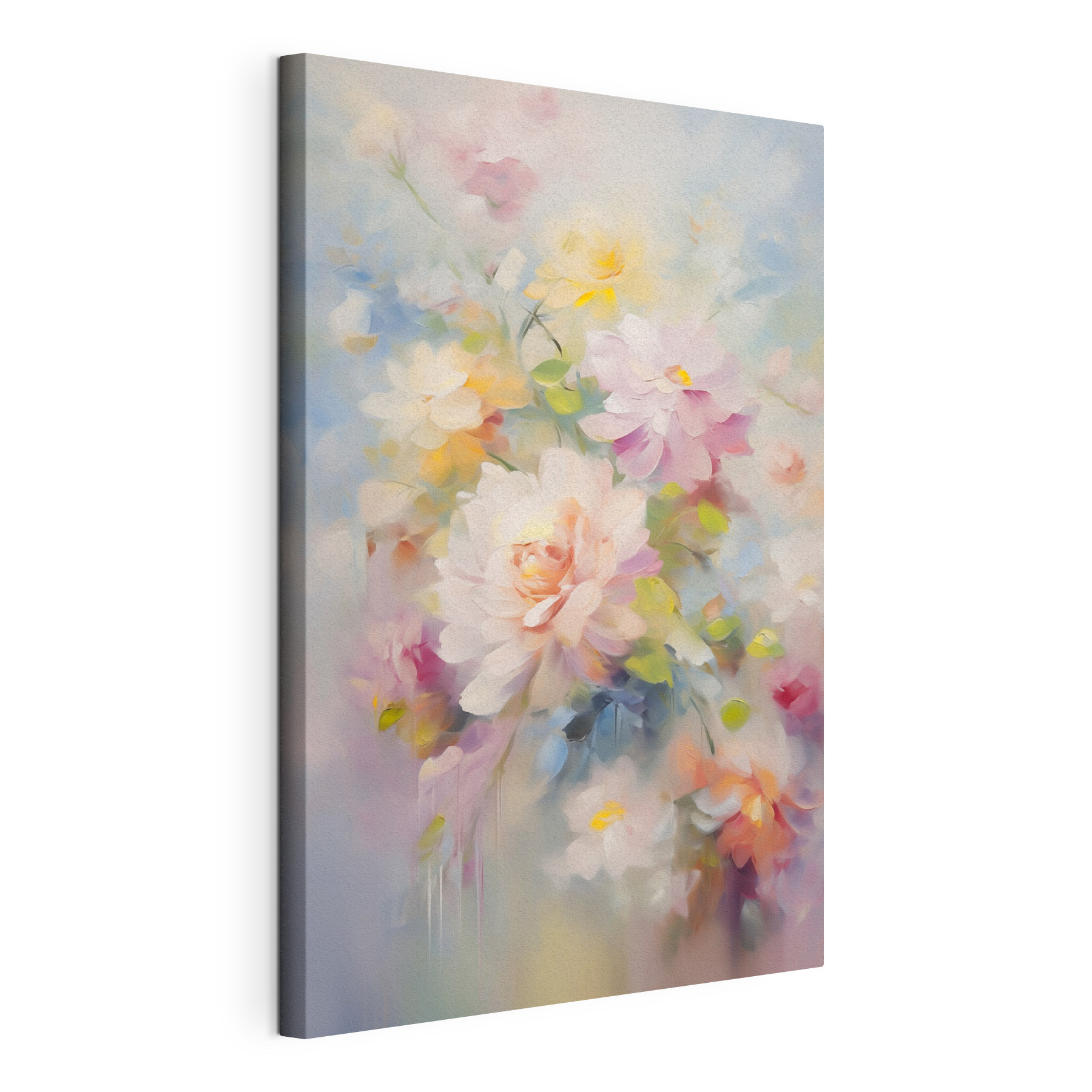 Painting of flowers on a blue background