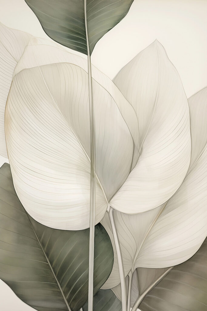 Soft leaves in gentle hues