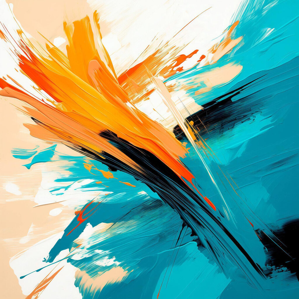 Painting of blue and orange paint