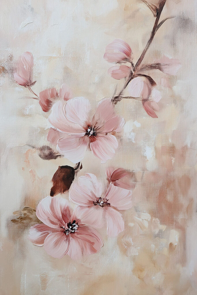 Painting of flowers on a branch Painting of flowers on a branch