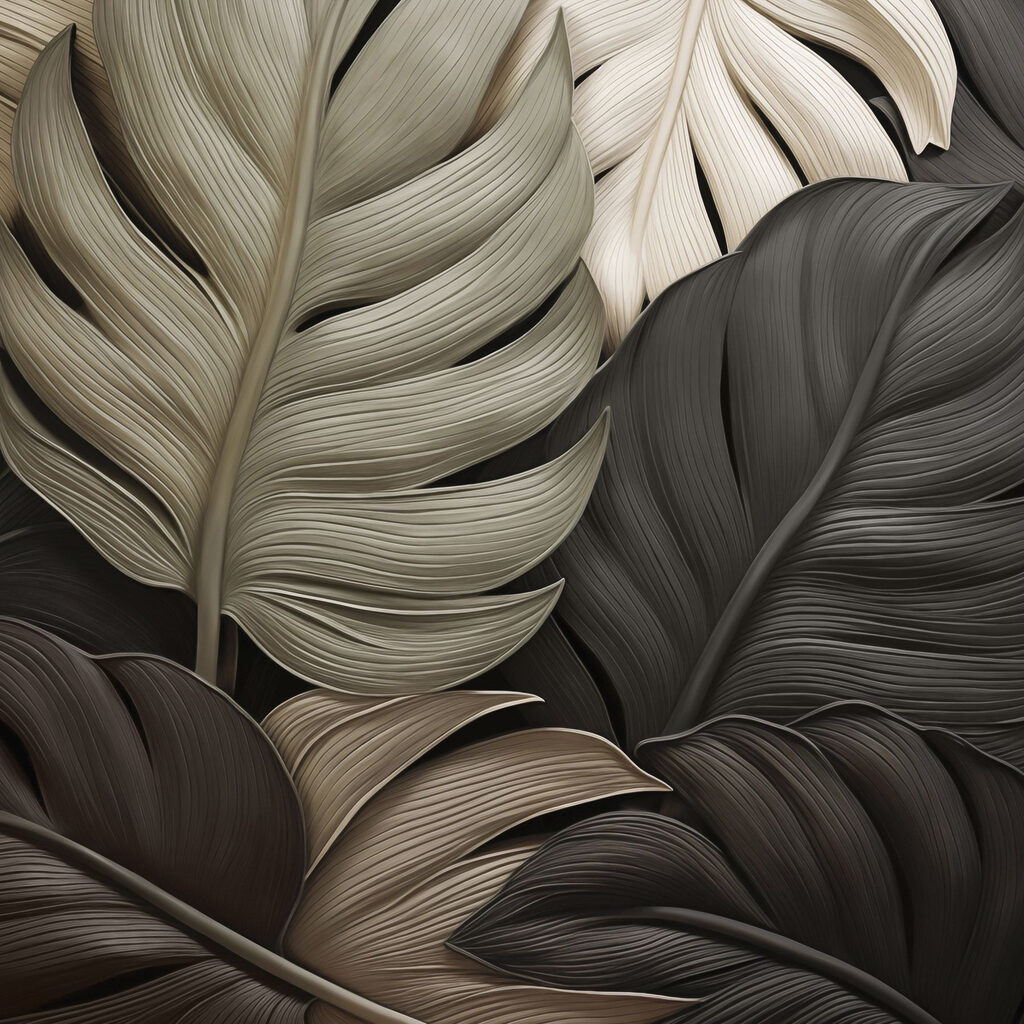 Group of black and white leaves