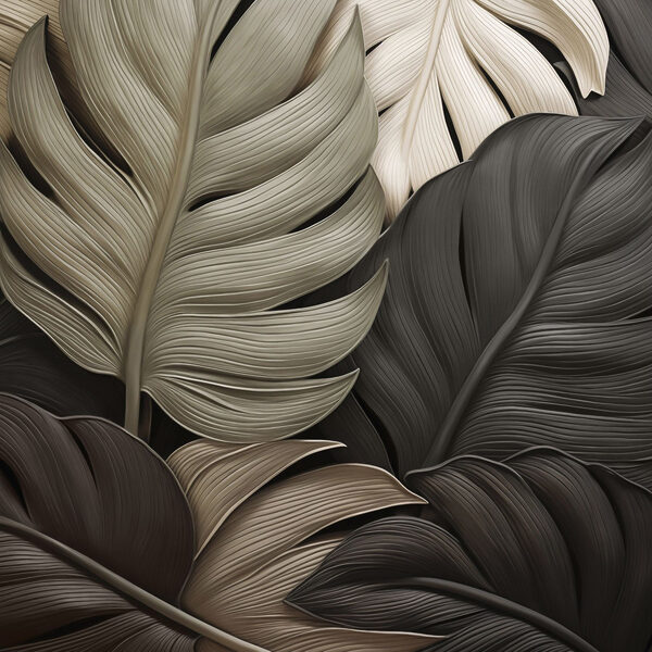 Group of black and white leaves
