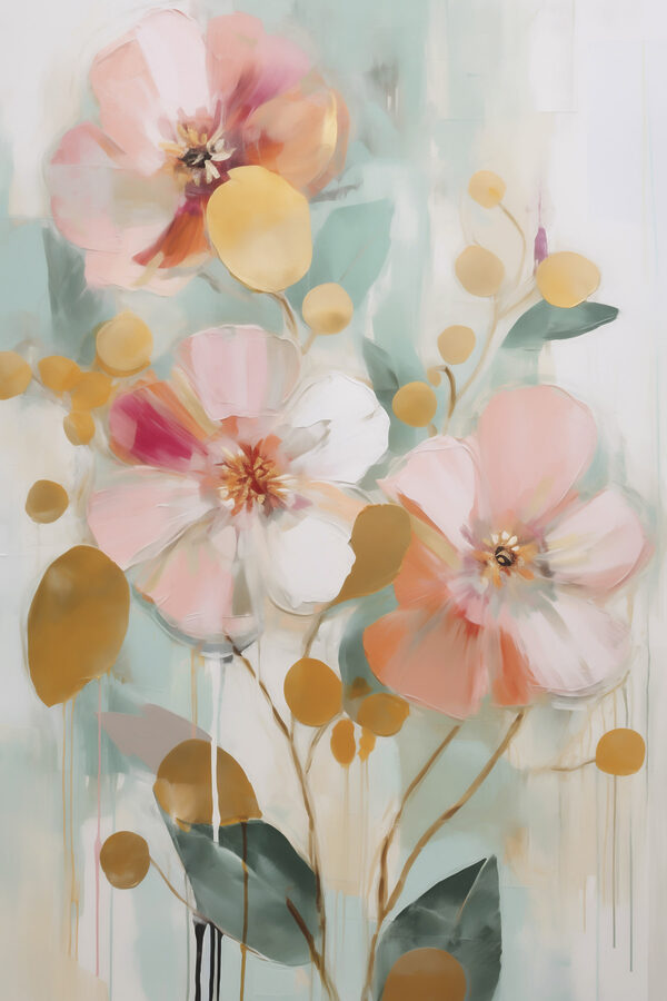 Painting of flowers and leaves