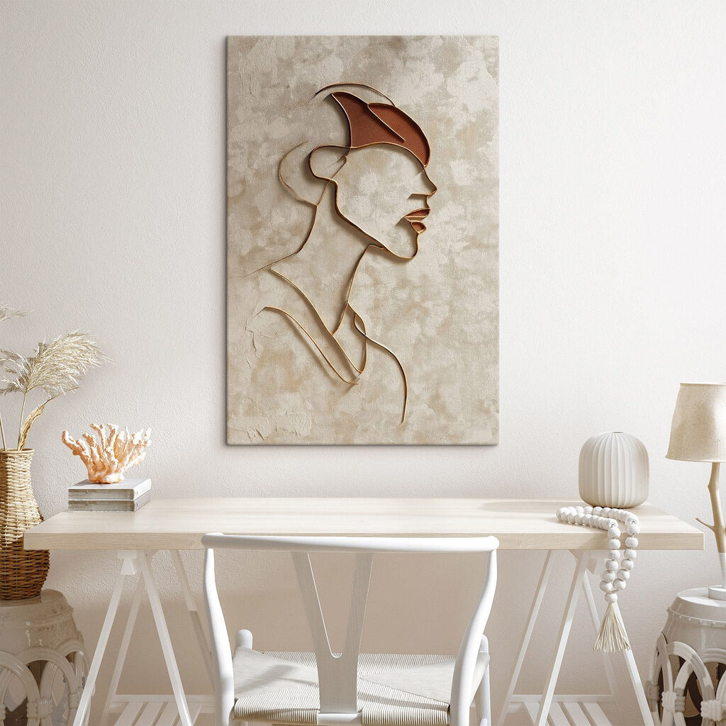 Woman's face made out of brown pieces of bread Woman's face made out of brown pieces of bread