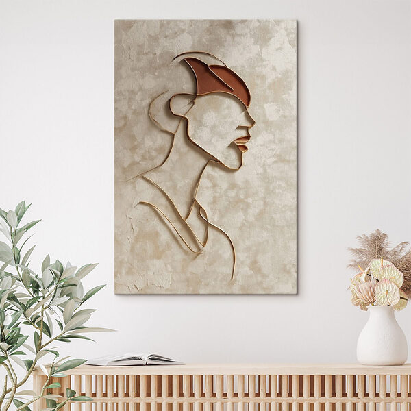 Woman's face made out of brown pieces of bread Woman's face made out of brown pieces of bread