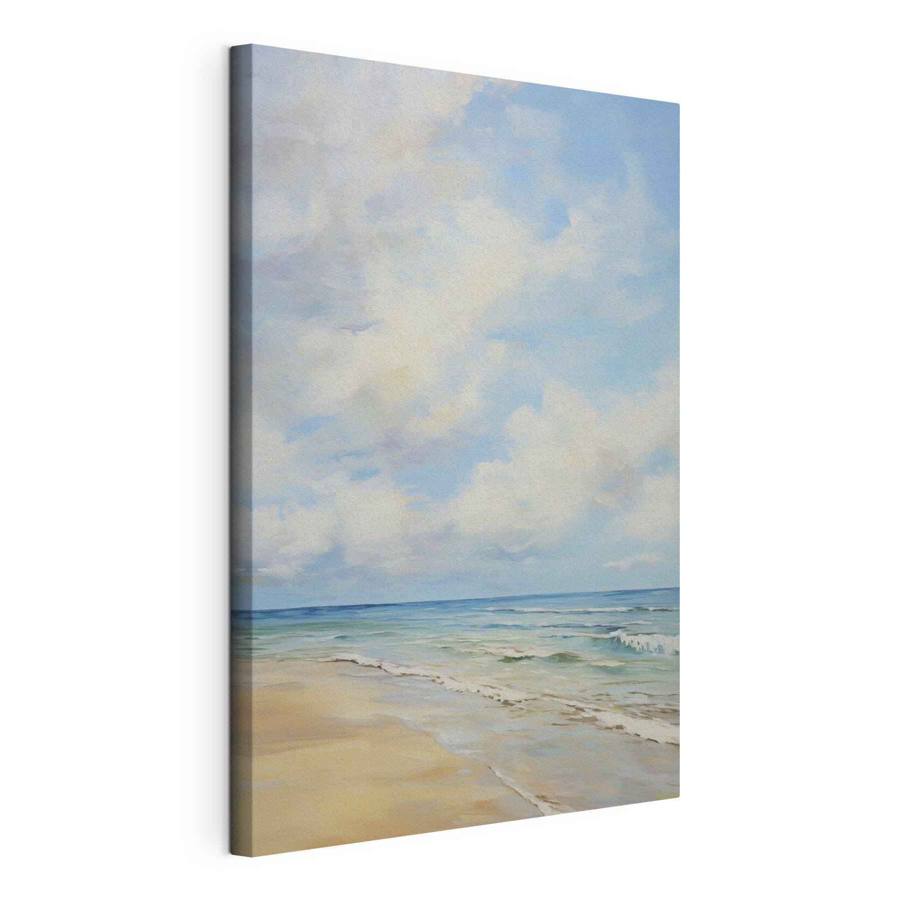 Painting of a beach and ocean Painting of a beach and ocean