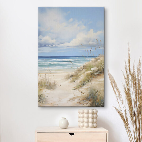 Beach with grass and water