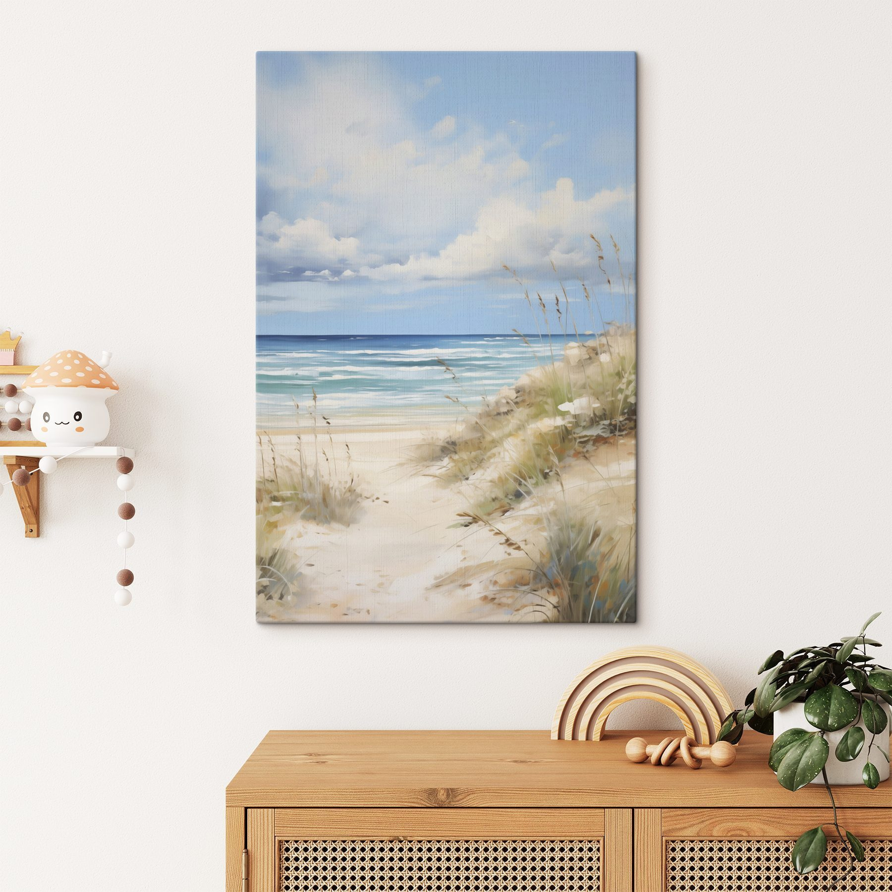 Beach with grass and water