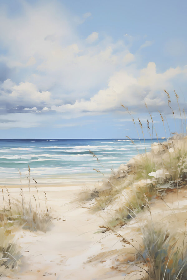 Beach with grass and water