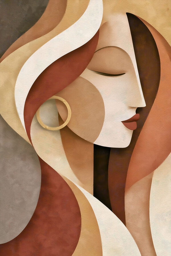 Colorful abstract face design in profile