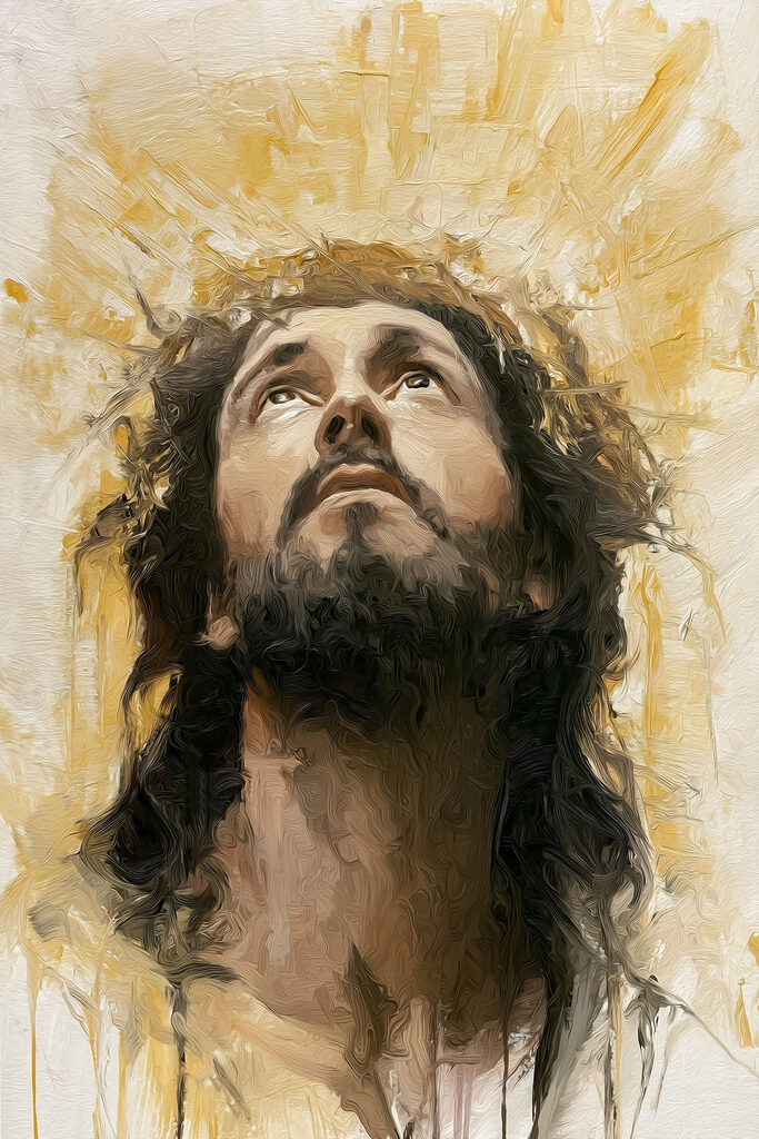 Painting of a man looking up Painting of a man looking up