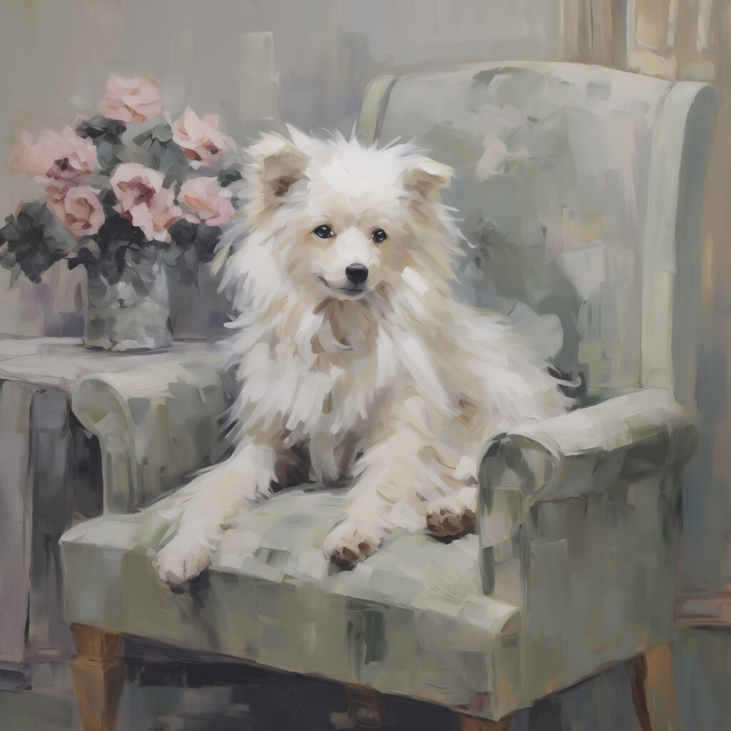 Dog sitting on a chair