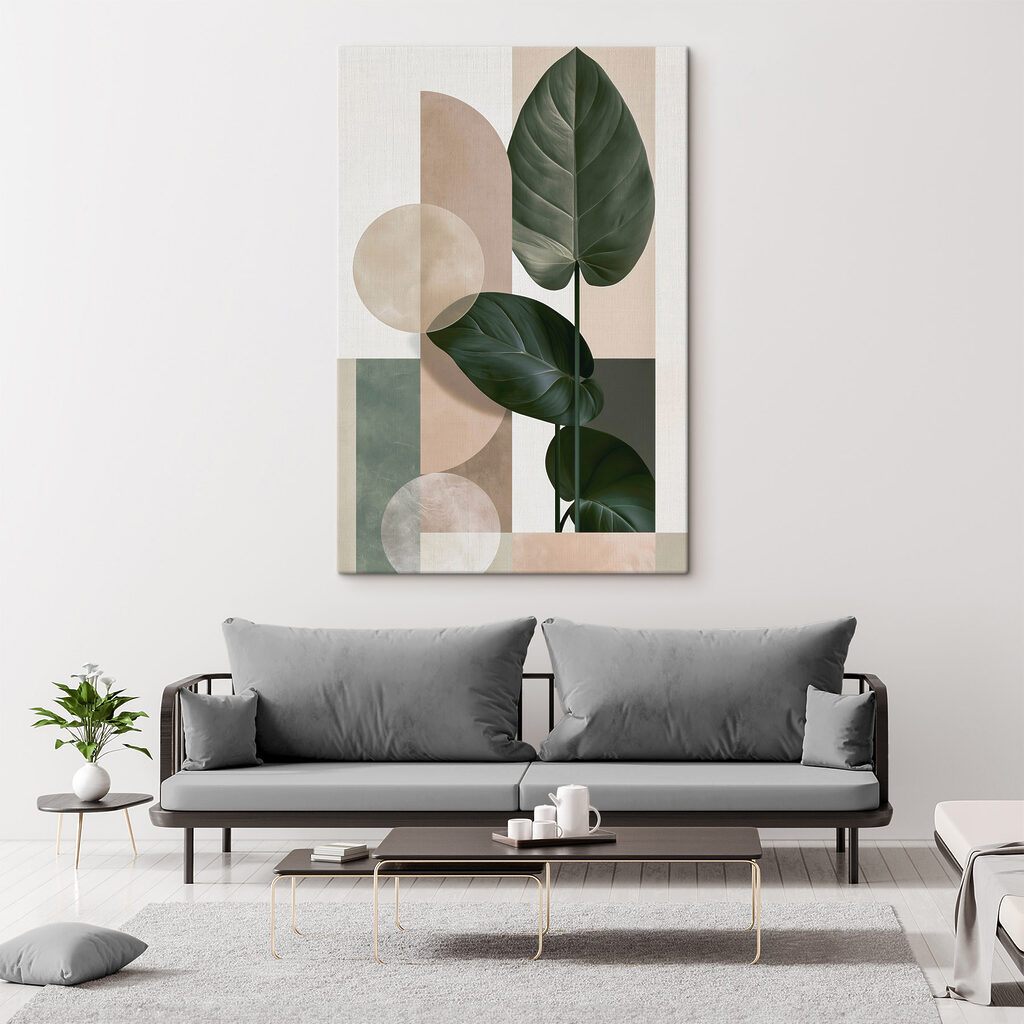- Lush leaves in a modern design