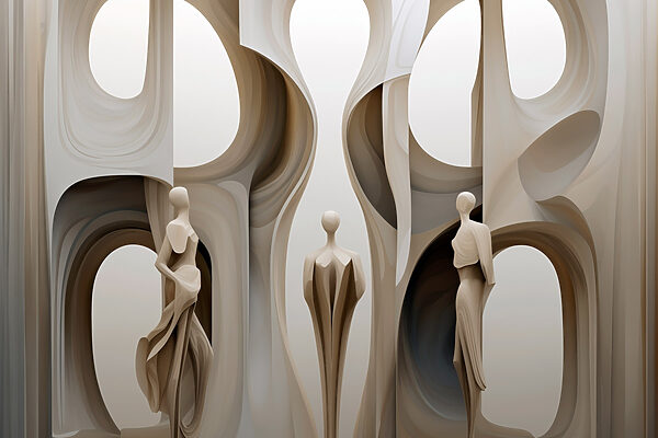Group of statues in a row