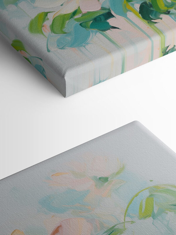 Painting of flowers on a white surface