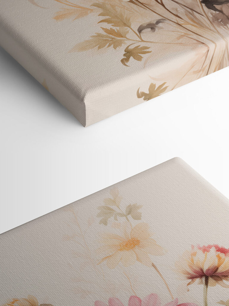 Painting of flowers on a white background