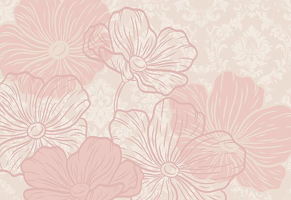 Pink flowers on a white background