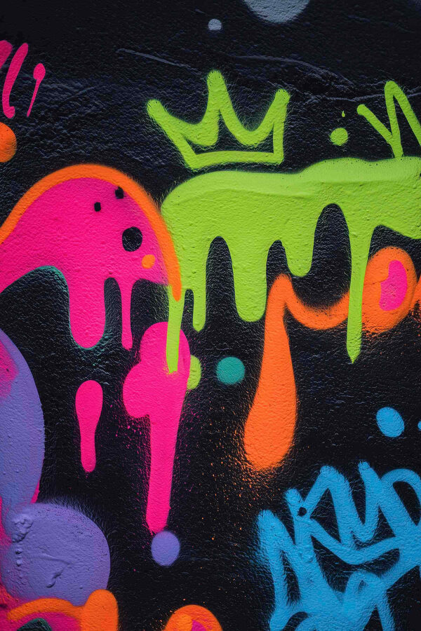 Vibrant colors splash on a wall