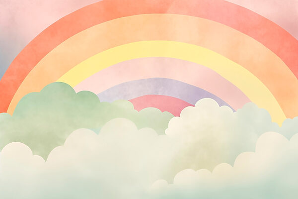 Rainbow and clouds in the sky