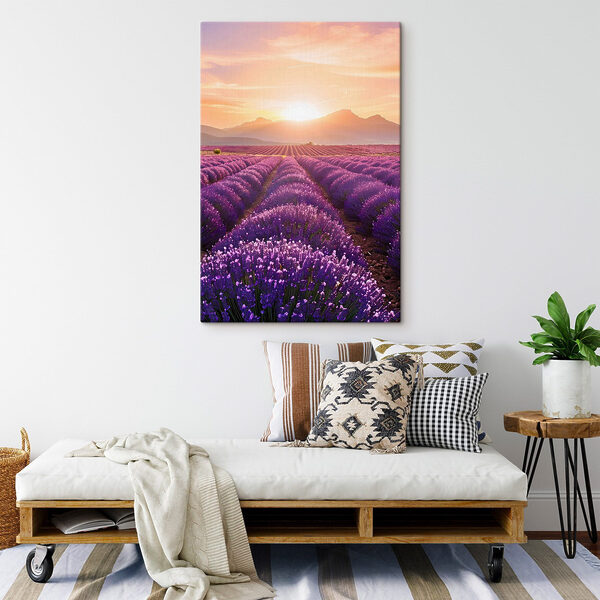 Field of lavender with mountains in the background