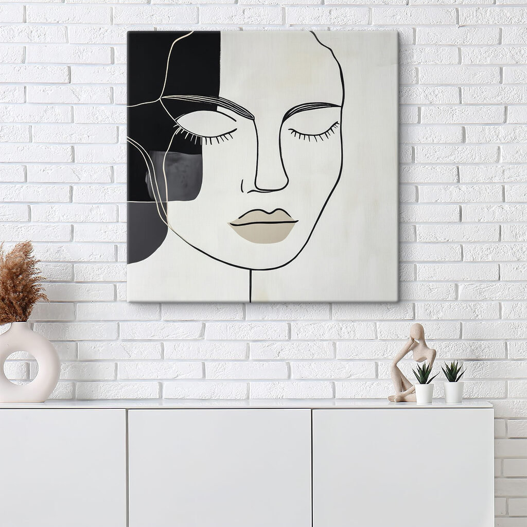 Black and white artwork of a woman's face
