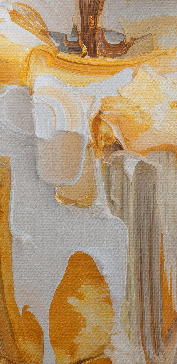 White and brown apple with a white and brown paint on it