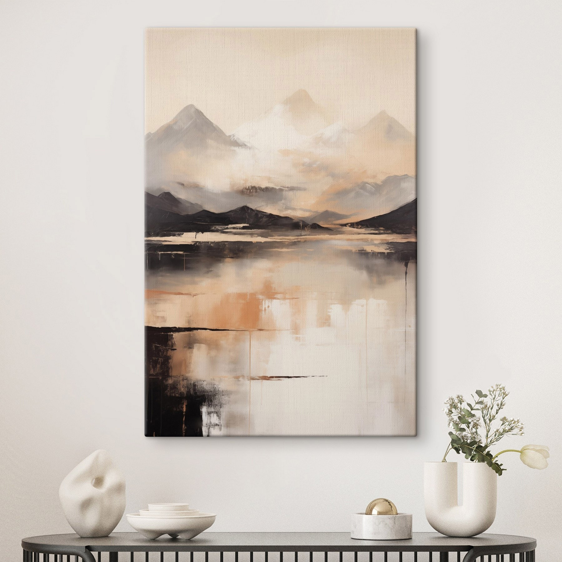 Painting of mountains and water