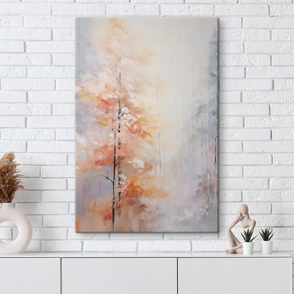 Painting of trees in a forest Painting of trees in a forest