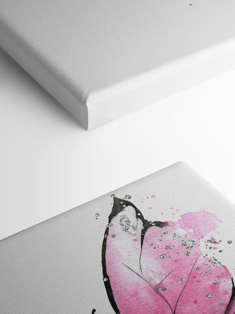 Delicate pink butterfly on a canvas