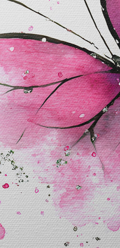 Delicate pink butterfly on a canvas