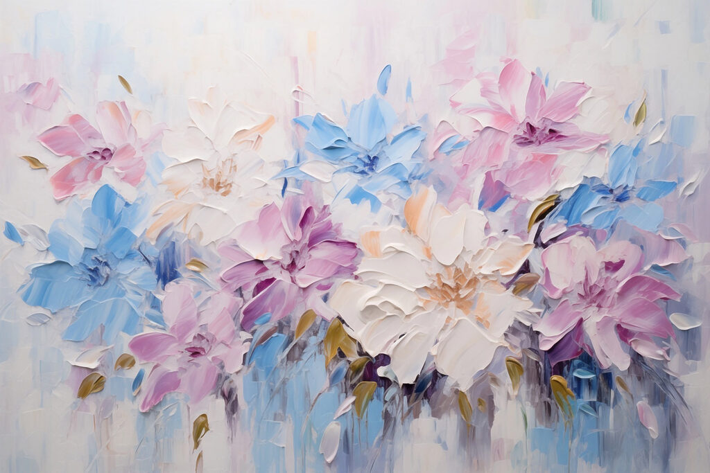 Painting of flowers on a white surface